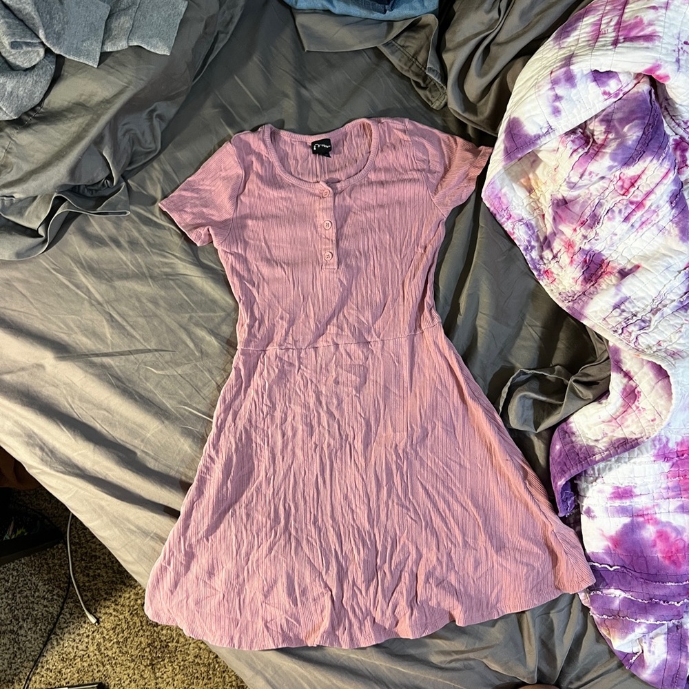 Cute girls henley ribbed jersey dress